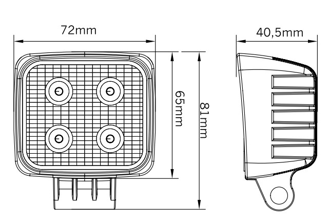 Square LED Work Light 'Mini' + 5 Meter Cable