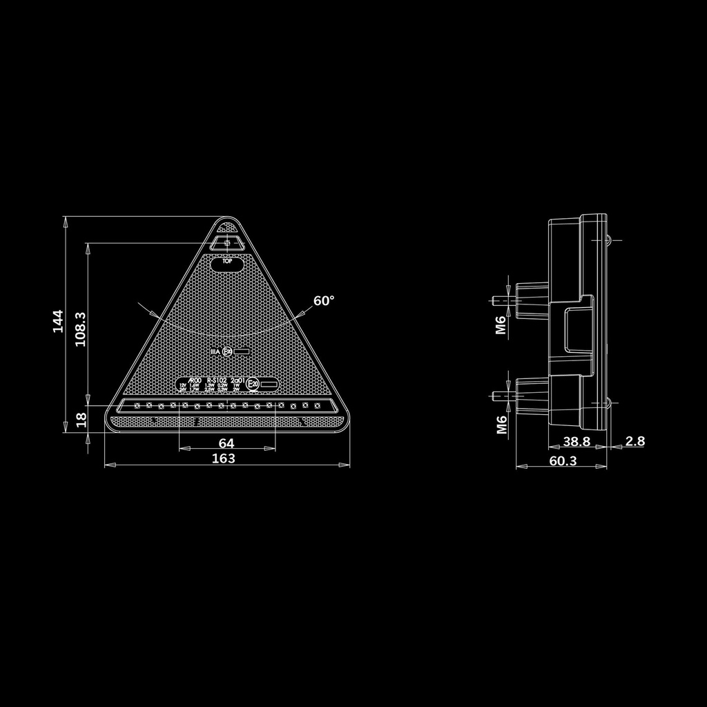 FREEDOM LEGACY 4 Function Tail Light with Reflex Fog Left Triangle