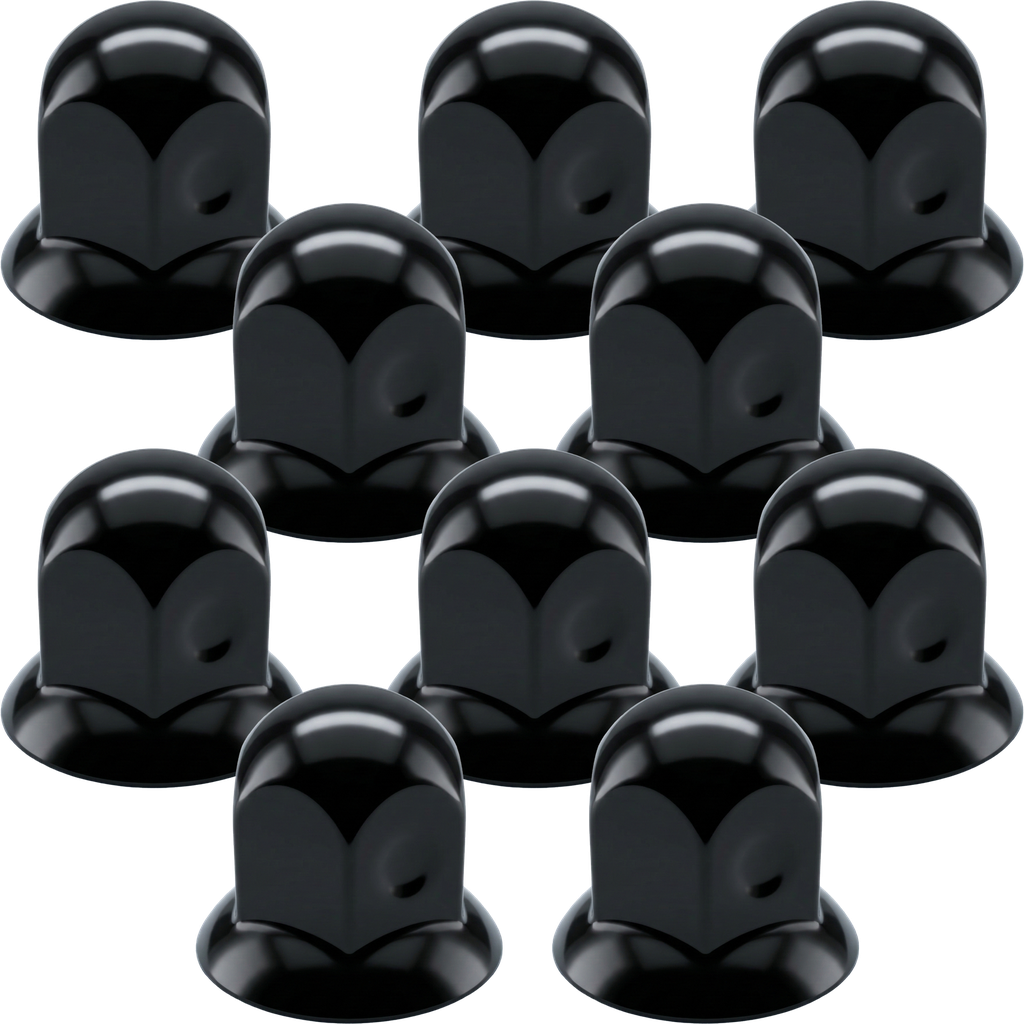 10-Pack Stainless Steel Wheel Nut Covers for Steel Rims | Ø32mm - 45mm High | Black Edition
