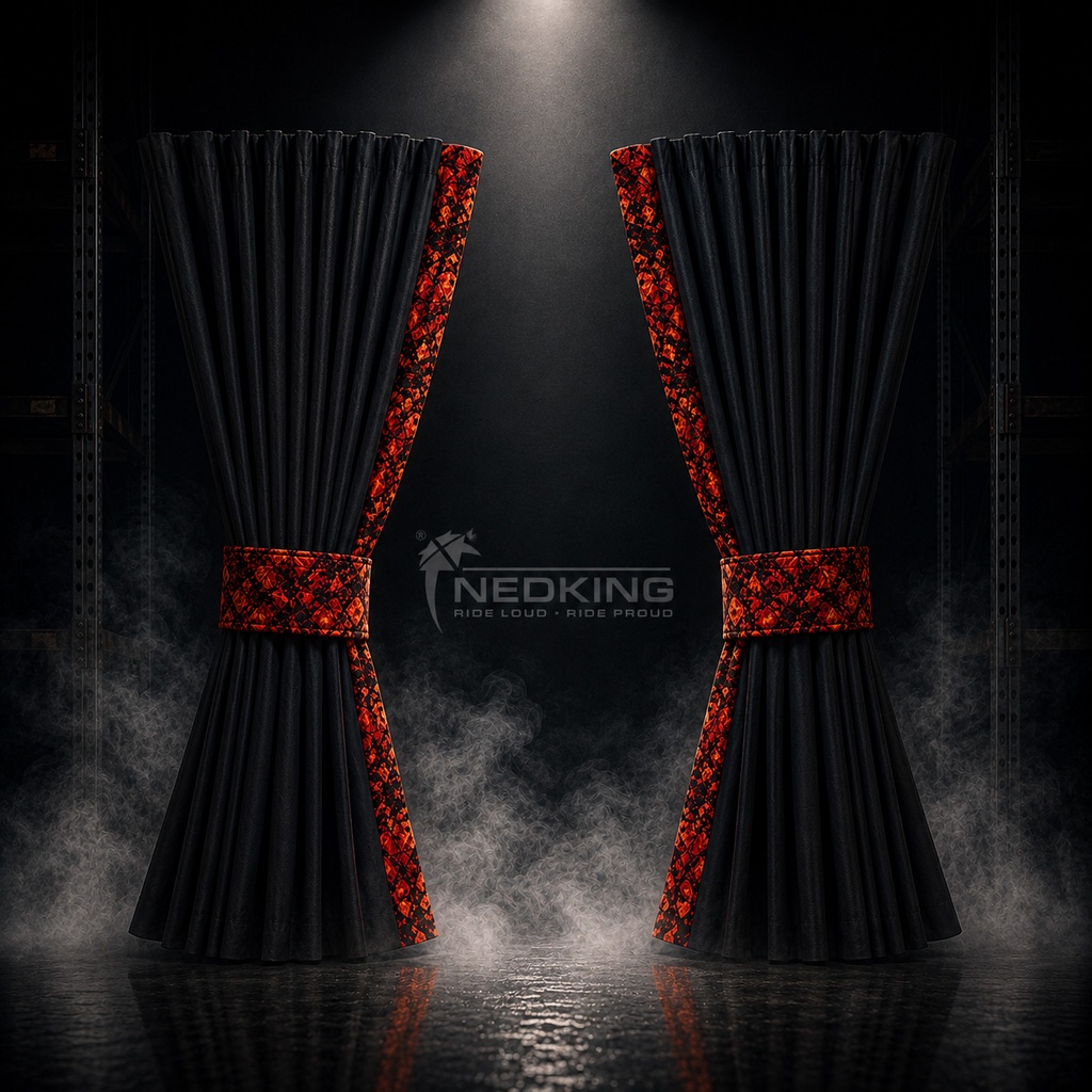 Nedking Side Curtains | Black | Danish Red | 95cm