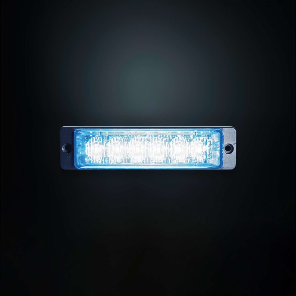Strobe light slim blue 12-24V, 6 LEDx3W IP68