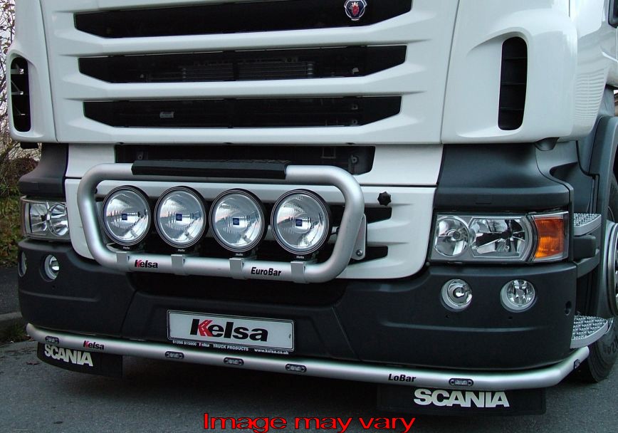 Aluminum LoBar for Scania R2 with High Bumper | 7 Amber LEDs