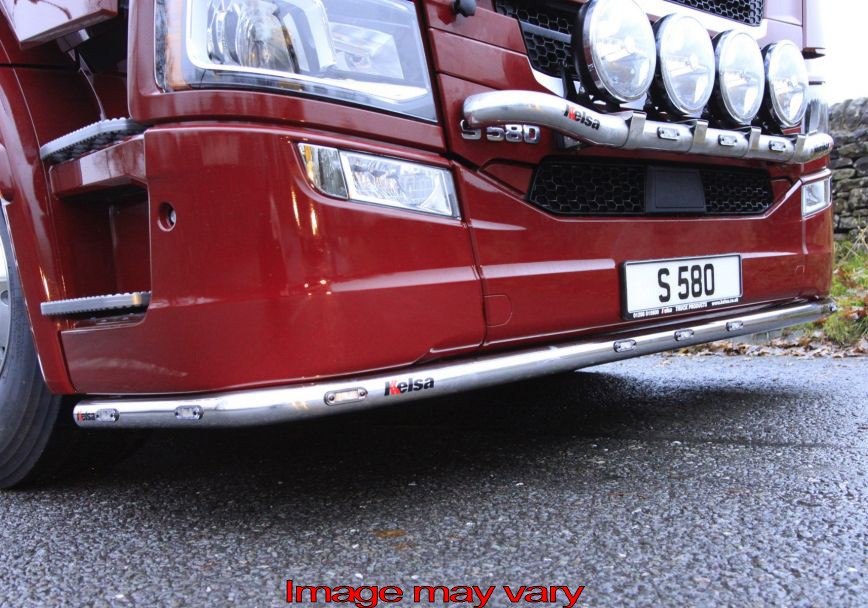 Stainless Steel Lobar for Scania NextGen R&S with Low Bumper | 7 Amber LEDs