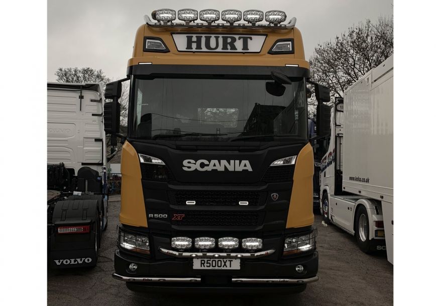 Stainless Steel LoBar for Scania NextGen XT with Construction Bumper | 6 Amber LEDs