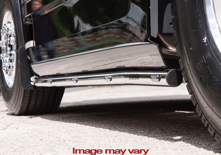 SideBars Aluminum Scania R2 WB 3,70 with Low SideSkirts (Exhaust under Truck) - 5 Amber LED