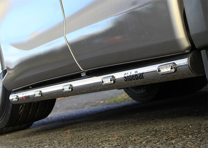 Stainless Steel SideBars for Scania R&S NextGen 6x2 with Tag Axle | Wheelbase 2950mm | Amber LEDs | 2019+
