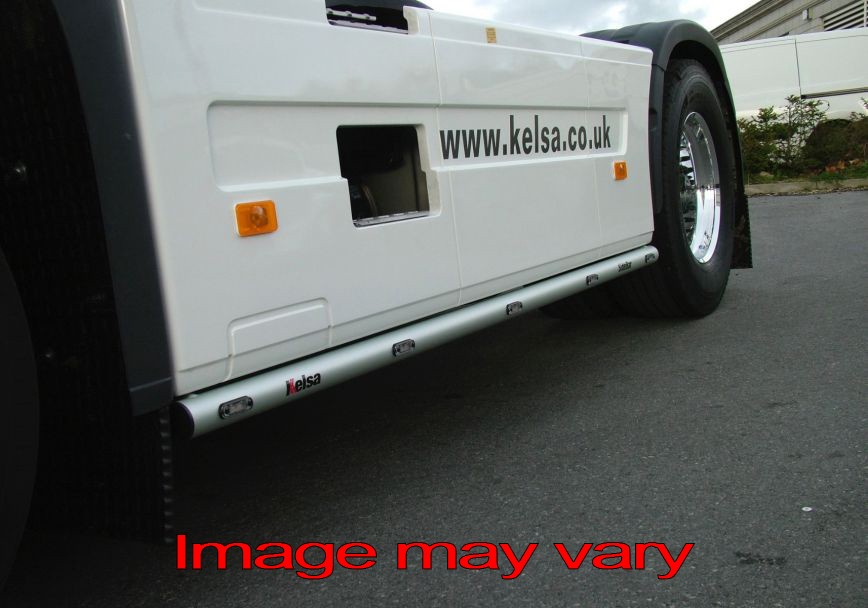 Aluminum SideBars for Volvo FH2/3/4/4B | Wheelbase 3800mm | 5 Amber LEDs