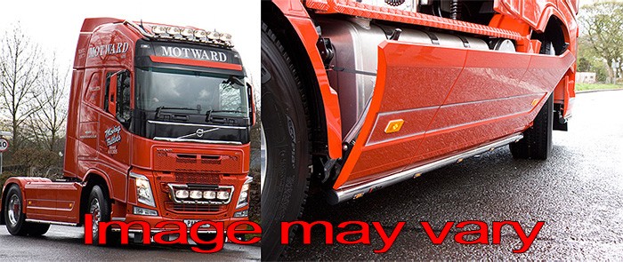 Aluminum SideBars for Volvo FH4/4B | Wheelbase 3800mm | 5 Amber LEDs | Split Style Sideskirts
