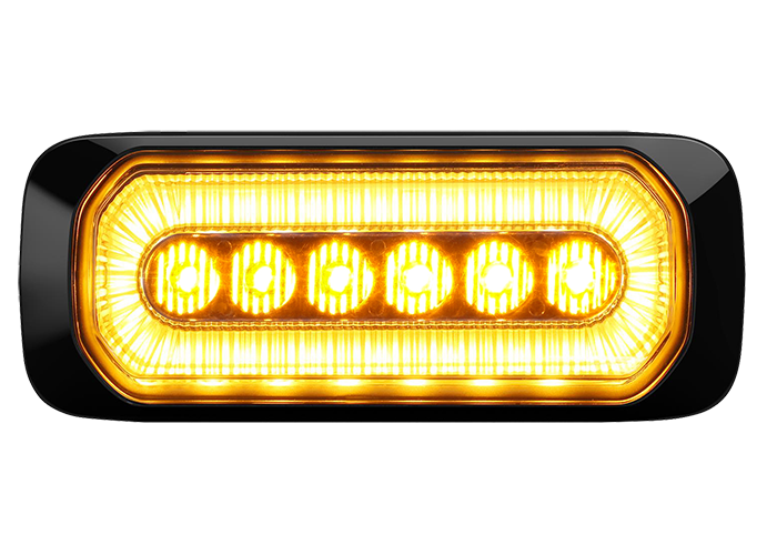 6 LED Strobe Light 12-24V | Amber LEDs with Amber Ring-Shaped Position Light