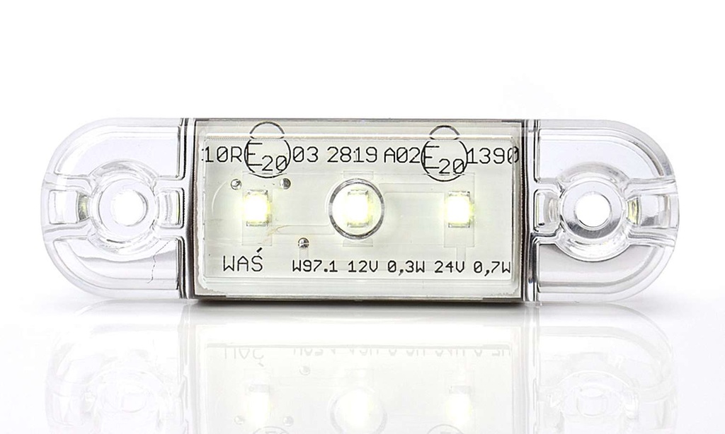 3-LED Ultra Slim Position Light 9-36V - White + 5 Meter Cable