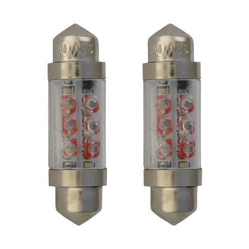 SV8.5 Festoon Lamps Short | 4 LEDs Red | Set of 2 Pieces