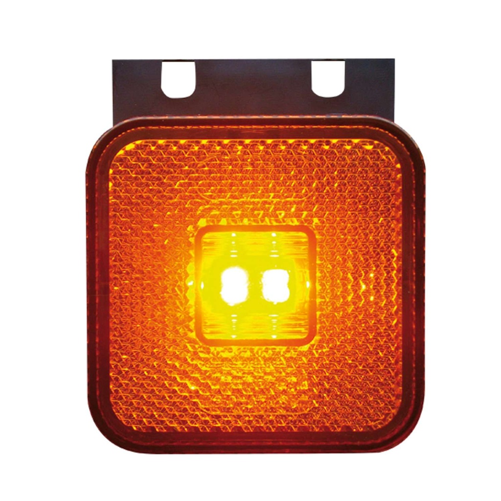 LED Side Marker Light Square 12-24V with Bracket | Amber