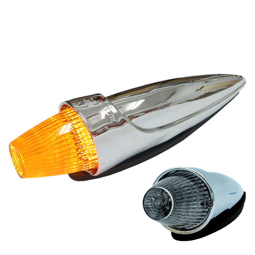 [4635732AC-LED] Torpedo Roof Marker Light LED Chrome | Amber with Clear Lens