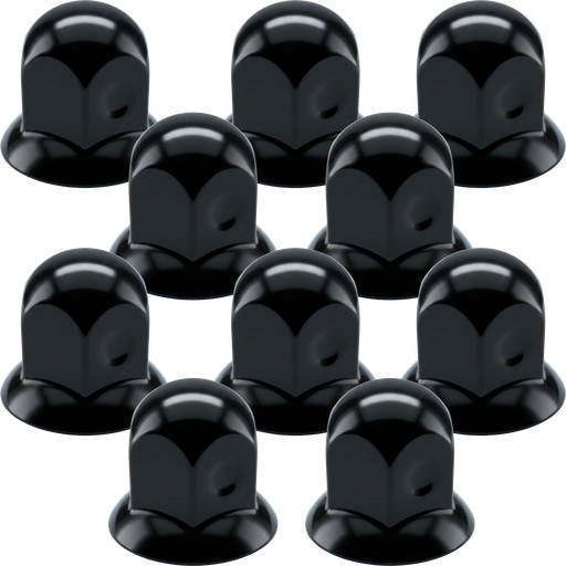 [31101321B] 10-Pack Stainless Steel Wheel Nut Covers for Steel Rims | Ø32mm - 45mm High | Black Edition