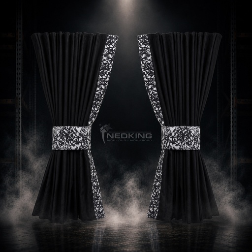 [44050203] Nedking Side Curtains | Black | Danish Grey | 95cm