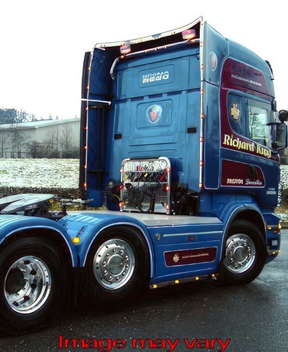 [SLEDSS12] Stainless Steel SideStrips for Scania R2 V8 6x2 | Wheelbase 4050mm | 4 Amber LEDs | Exhaust Under Truck