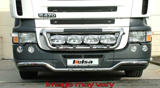 [82SLS05/A] Stainless Steel LoBar for Scania R1 with Low Bumper | 5 Amber LEDs
