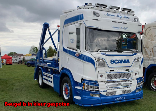 [82SLS24/W] Stainless Steel LoBar for Scania R&S NextGen with Medium P40 Bumper | 5 White & 2 Amber LEDs
