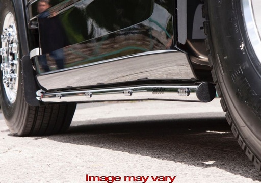 [82SSA13] SideBars Aluminum Scania R2 WB 3,70 with Low SideSkirts (Exhaust under Truck) - 5 Amber LED