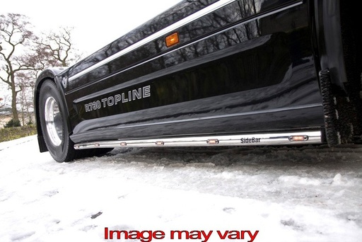 [82SSA14] Aluminum SideBars for Scania R2 with Low Sideskirts (Exhaust on Front of Left Side) | 5 Amber LEDs