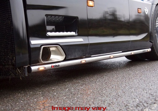 [SSS20] Stainless Steel SideBars for Scania R&S NextGen | Wheelbase 3750mm | 5 Amber LEDs | Up to 2018