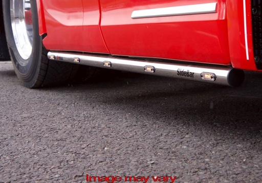 [82SSS22] Stainless Steel SideBars for Scania R&S NextGen 6x2 with Tag Axle | Wheelbase 2950mm | Amber LEDs | up to 2018