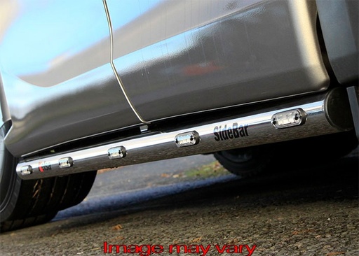 [SSS25] Stainless Steel SideBars for Scania R&S NextGen 6x2 with Tag Axle | Wheelbase 3550mm | Amber LEDs | up to 2018