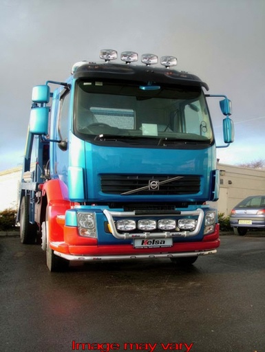 [82VLA03/A] Aluminum LoBar for Volvo FL 2007+ with Standard Bumper | 7 Amber LEDs