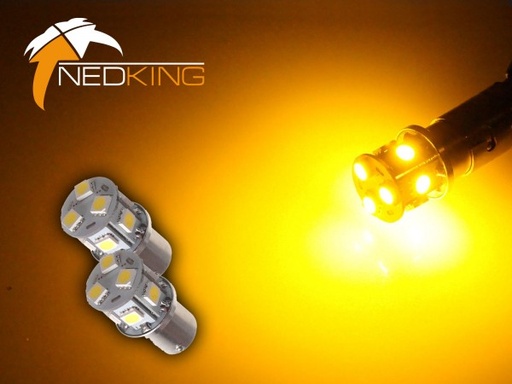 [4635015AG] BA15s Lights with 9 SMD LEDs Yellow | Set of 2 Pieces